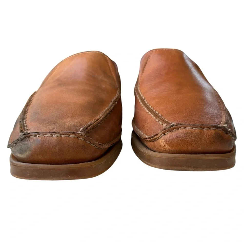 Hush Puppies Men’s Nassau Tan Slip On Leather Loafers Casual Shoes Size 9.5